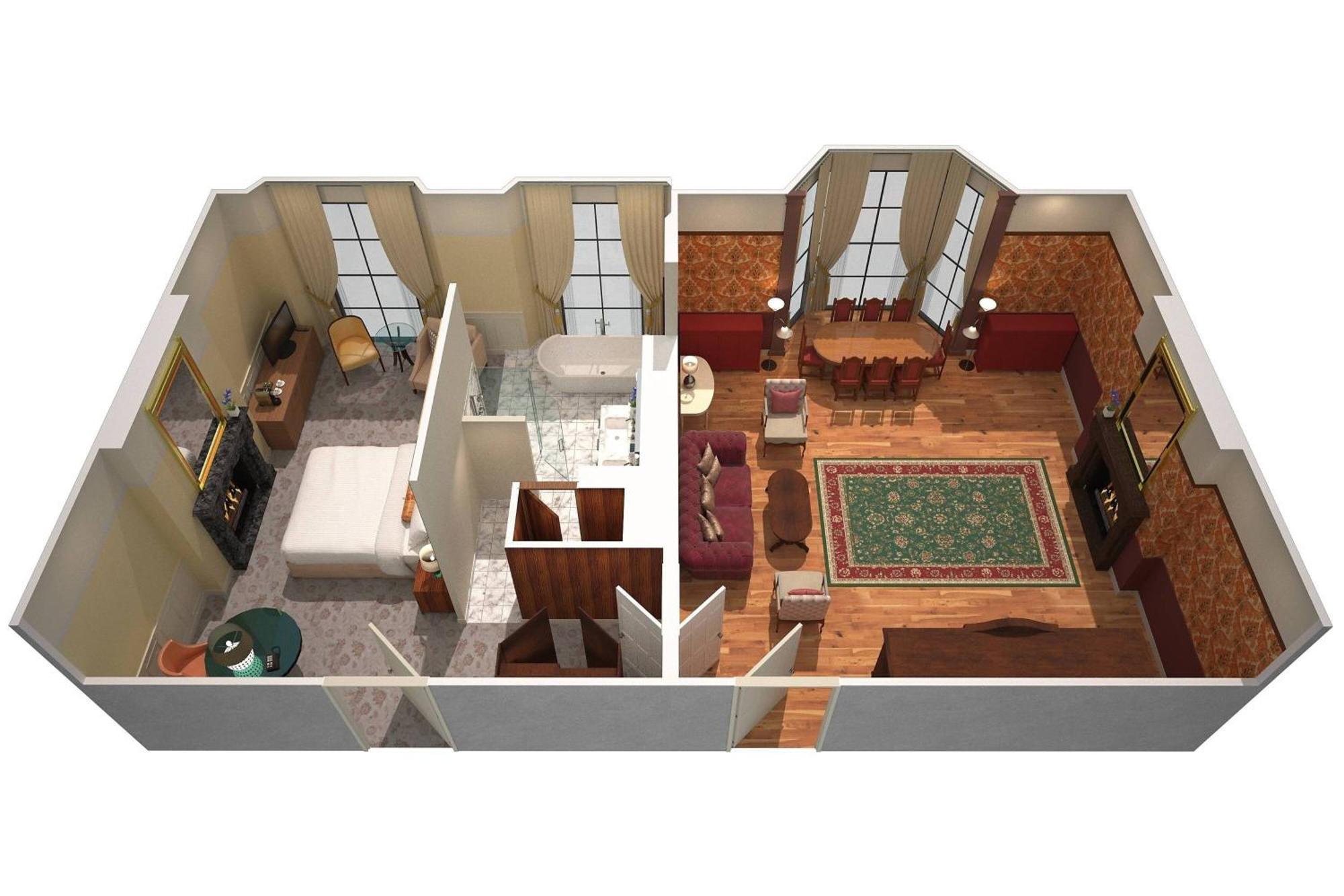 St. Pancras Renaissance Hotel Лондон Екстериор снимка 3D floor plan of a suite